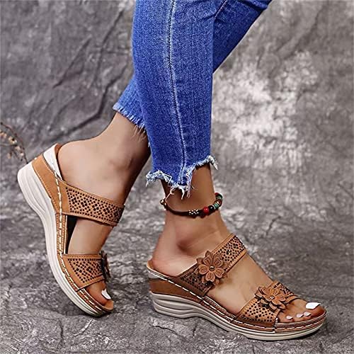 Gufesf sandale s podrškom za luku, sandale s ženskim klinovima Ljetno otvoreni nožni prst sandale šuplje pješačke cipele
