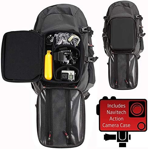 NavItech Action Camera Backpack & Grey Spremnik s integriranim remenom za prsa - kompatibilan s Akaso V50 Pro Native 4K Action Camera