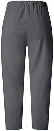 Gufesf lanene hlače za žene Capris hlače grafičko posteljinu široka noga ležerna ljetna udobnost visokog struka labave hlače džep