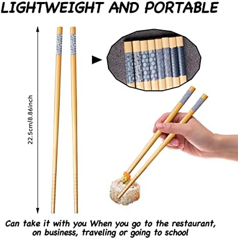 Set od 10 pari japanskih štapića od bambusa za višekratnu upotrebu, štapići za vježbanje za djecu i odrasle, za početnike, perilica