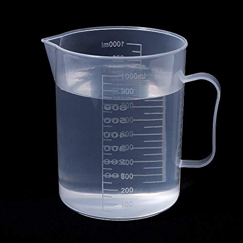 Bettomshin 2pcs 1000ml Metrička plastična čaša s ručicom, Laboratorijske čaše višenamjenske čaše za miješanje Mjerene čaše prozirne