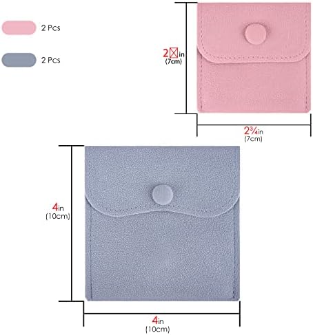 Chiige 4 PCS ružičaste i plave baršunaste torbe za skladištenje nakita s gumbom za pakiranje torbica torbice za prstenove, narukvice,