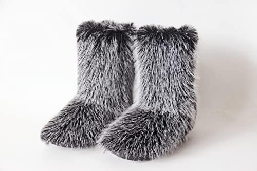 Ženske čizme od umjetnog krzna A. H., pahuljaste kratke zimske čizme do sredine teleta, tople udobne ravne cipele Na otvorenom