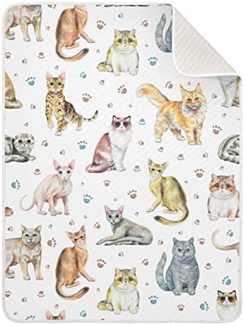 Pigsaly Slatke mačke Otisci za bebe deke 30 x 40 u šarenom tisku za tisak mališana deka za novorođenčje krevetiće pokrivače za rasadni