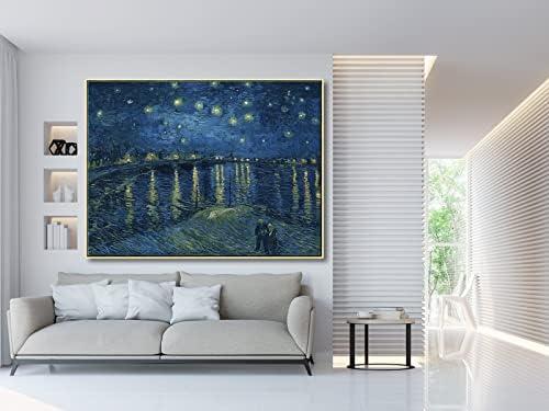 Wieco Art Extra veliko zlatno uokvirena umjetnost zvjezdana noć preko Rhone platna otisaka zidna umjetnost od van Gogh slika reprodukcija
