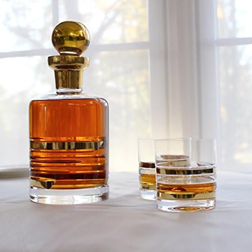 Set od 6 staromodnih ručno izrađenih čaša za viski širokog okvira od pravog zlata, jedinstveni luksuzni poklon za muškarce i žene,