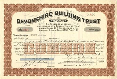 Devonshire building trust - potvrda o dionicama