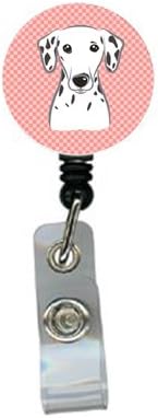 _ '_1210 _ šahovska ploča ružičasta dalmatinska uvlačiva značka kalem, za medicinske sestre držač osobne iskaznice s kopčom uvlačivi