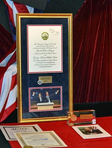 Autogram Georgea Busha starijeg, MBL, MBL 228, Reaganova inauguracija, fragment inauguracijske platforme, okvir novčića