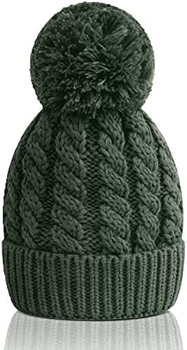 Ženska zima Beanie toplo runo obloge - gusta slouchy kabel pleteni kapu