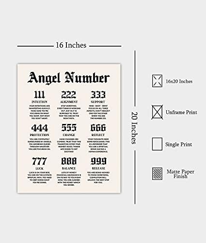 16x20in - Poster broja anđela Unframed, Božanska poruka, aura, gradijentni plakati, Zakon o privlačnosti Manifest tiska, duhovne afirmacije,