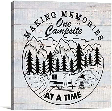 Farmhouse kampiranje uspomene potpisuju zidne umjetničke otiske platna slikati rustikalni kamp print country dekor 8 x 8