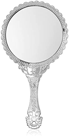 Dalal od 11,5 inča ručno ogledalo, ručno ogledalo s ručicom, prijenosno ogledalo, osobna šminka plastično okruglo ogledalo - srebro