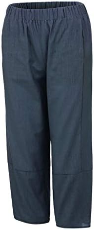 Ethia ženske obrezane hlače povremeni pamuk široka noga ležerne labave hlače Čvrste hlače hlače žene elastične hlače