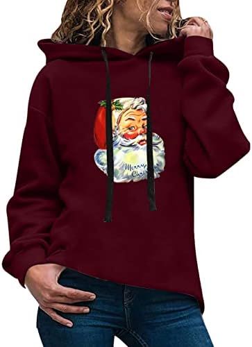 Fedulkstore Women Božićne predimenzionirane dukseve zapadni etnički stil Slatka smiješna labava skakač pulover s džepom