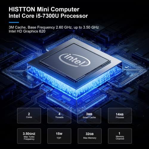 Mini-računalo HISTTON Windows Pro 10, fanless mini-PC, dual-core i5-7300U, DDR4, 8 GB ram-a, 256 GB SSD, 2 LAN, WiFi, BT4.2, Industrijski