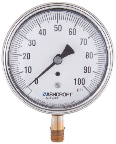 Ashcroft Duralfe Type 1009 futrola od nehrđajućeg čelika suho napunjeni tlak, cijev od nehrđajućeg čelika i brončana utičnica, 3,5