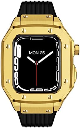 Kanuz Aloy Watch Case za IWatch Series SE poklopac za Apple Watch Series 8 7 6 5 44 44 44 45 mm Luksuzni metal gume od nehrđajućeg