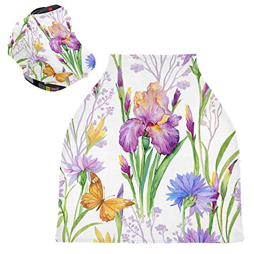 Yyzzh akvarel cvjetni iris cvijet cvijeta plavokotoč leptira leptir rastezljiva dječja sjedala pokrov za dojenčad canging pokrovni