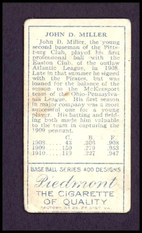 1911. T205 Dots Miller Pittsburgh Pirates Fair Pirates