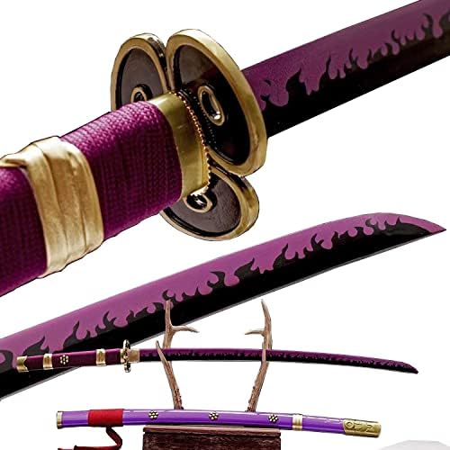 Heroj mač ručno izrađen jedan komad mač roronoa zoro katana japanski anime yama enma cosplay samurai mač ljubičasti nož nož poklon