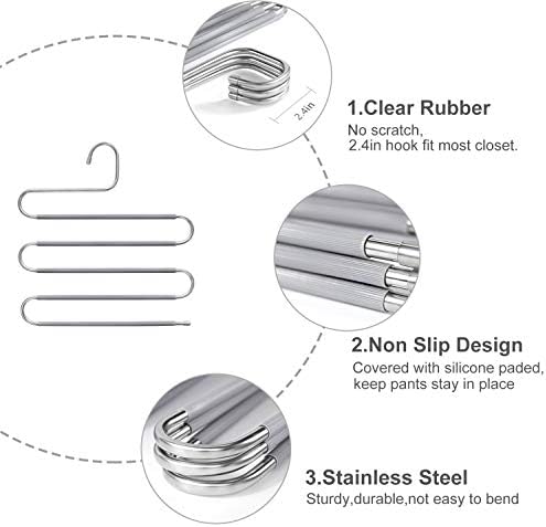 MyFolrena vješalice za hlače, ažurirani u obliku vješalice za vješalice bez klizanja, ušteda prostora za traperice.