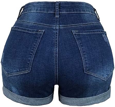 Ženske traper kratke hlače poderane traper kratke hlače traper kratke hlače s rupama na dnu jednobojne ženske džepne casual traper