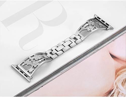Mtozon Bling narukvice kompatibilne s Apple Watch pojasom 45 mm/44 mm/42 mm Iwatch Bands Series 8/7/6/5/4/3/2/1, žene od nehrđajućeg