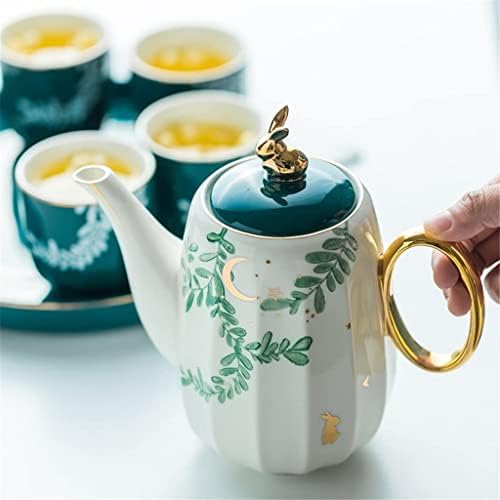 Biljni čaj Pot Green uzorak Vintage Tea Set uključuje 1 čajnik 4 šalice 1 ladice Zeleni čajnik