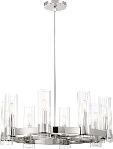 Minka Lavery 3898-77 Vernon Place Cleand Ribbed Staklo luster, 8 Light 480 Total Watts, 28 H x 28 W, Chrome