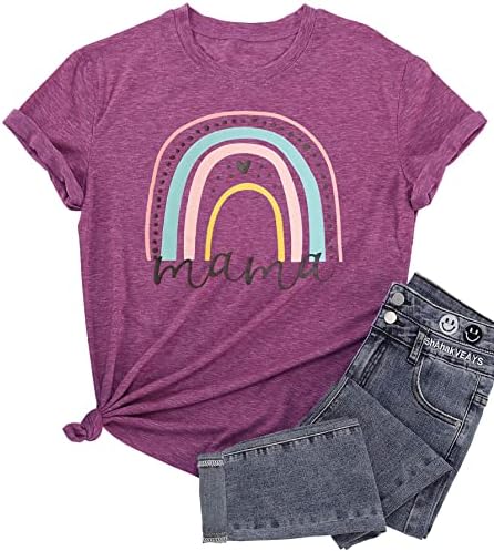 Mama i mini duga majica mama i ja košulje mama mini odgovarajuća majica Boho Rainbow majica majka i kćeri košulja