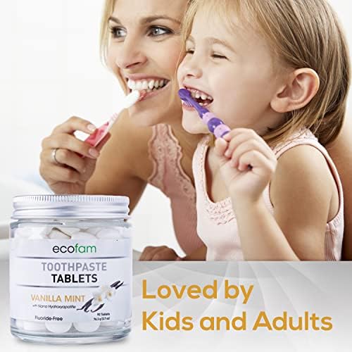 Dijetalna pasta za zube za žvakanje s tabletama ksilitola-90 prirodnih tableta za izbjeljivanje s vanilijom i mentom-ekološka staklena