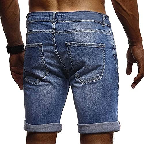 Muški klasični rastezani traperice kratke nevolje isprane fit traper kratke hlače casual modne kratke kratke hlače s rupom s rupom