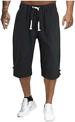 Meyya muške pamučne lanene kratke hlače, 2023. ljetni muškarci casual visoki struk čipkasti čipkasti kratak planinarski kapris s džepovima