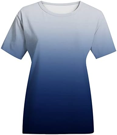Žene 2023 povremene košulje na poticaju kratke rukave gradijentni vrhovi u boji labave prugaste majice izlazeći iz ljetne modne bluze