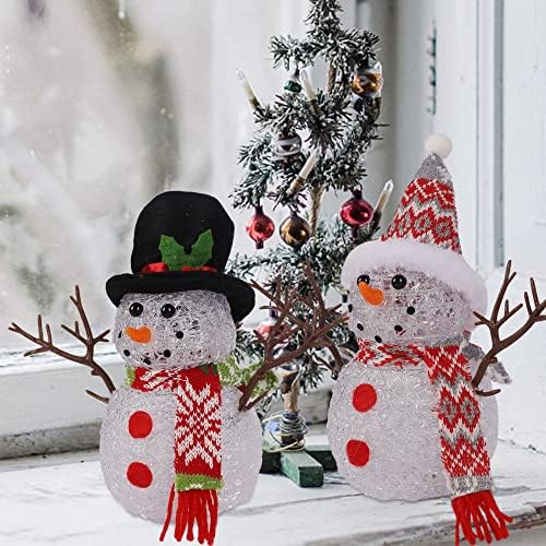 CLLAYEES božićni stol ukrasi, set od 2 snjegovića boja za promjenu LED svjetiljki stolna figurica, zimski božićni dekor za kućnu zatvorenu