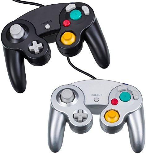 Hotso Wired Game Controller za Nintendo Gamecube ili Wii set od 2 crna i srebra
