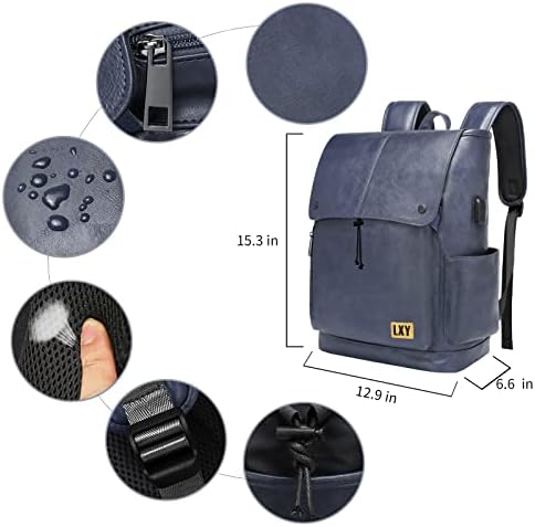 LXY kožni ruksak Vintage College School Rockpack, umjetna kožna ruksaka, 15,6 inča torba za prijenosno računalo